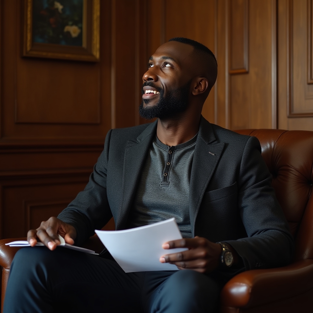 Marcus Oduya, course instructor, seated at a desk reviewing lesson notes